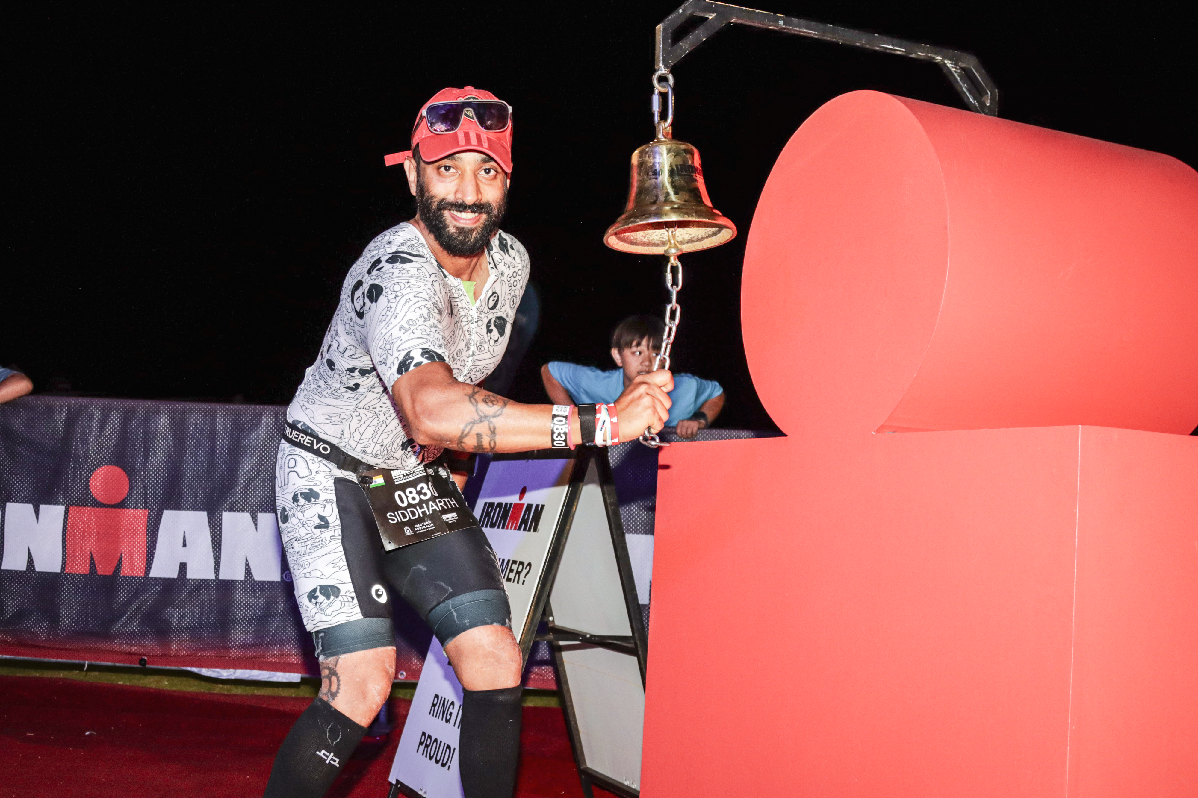 Siddharth Deshpande ringing the Ironman bell