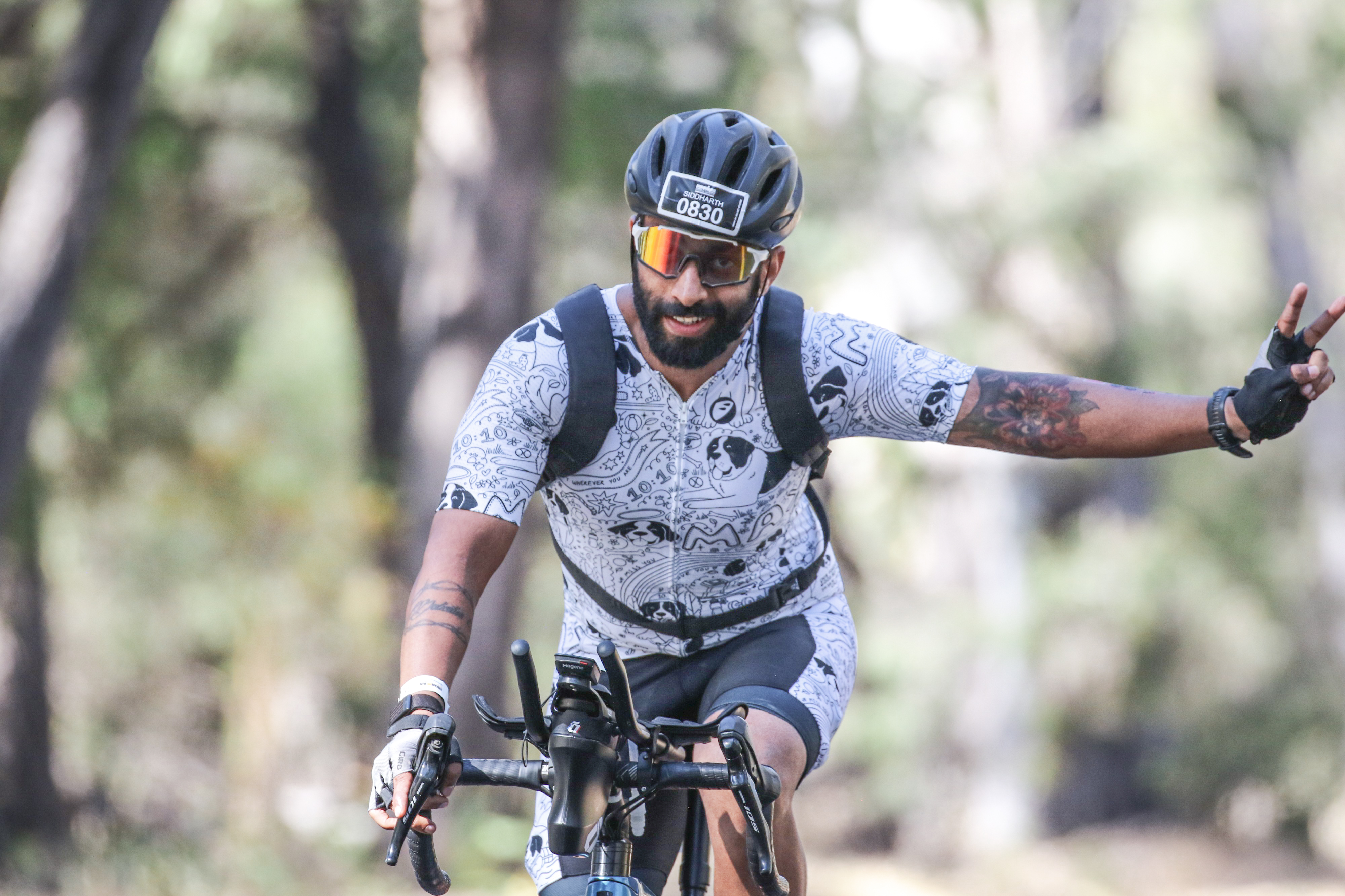 Siddharth Deshpande cycling during Ironman