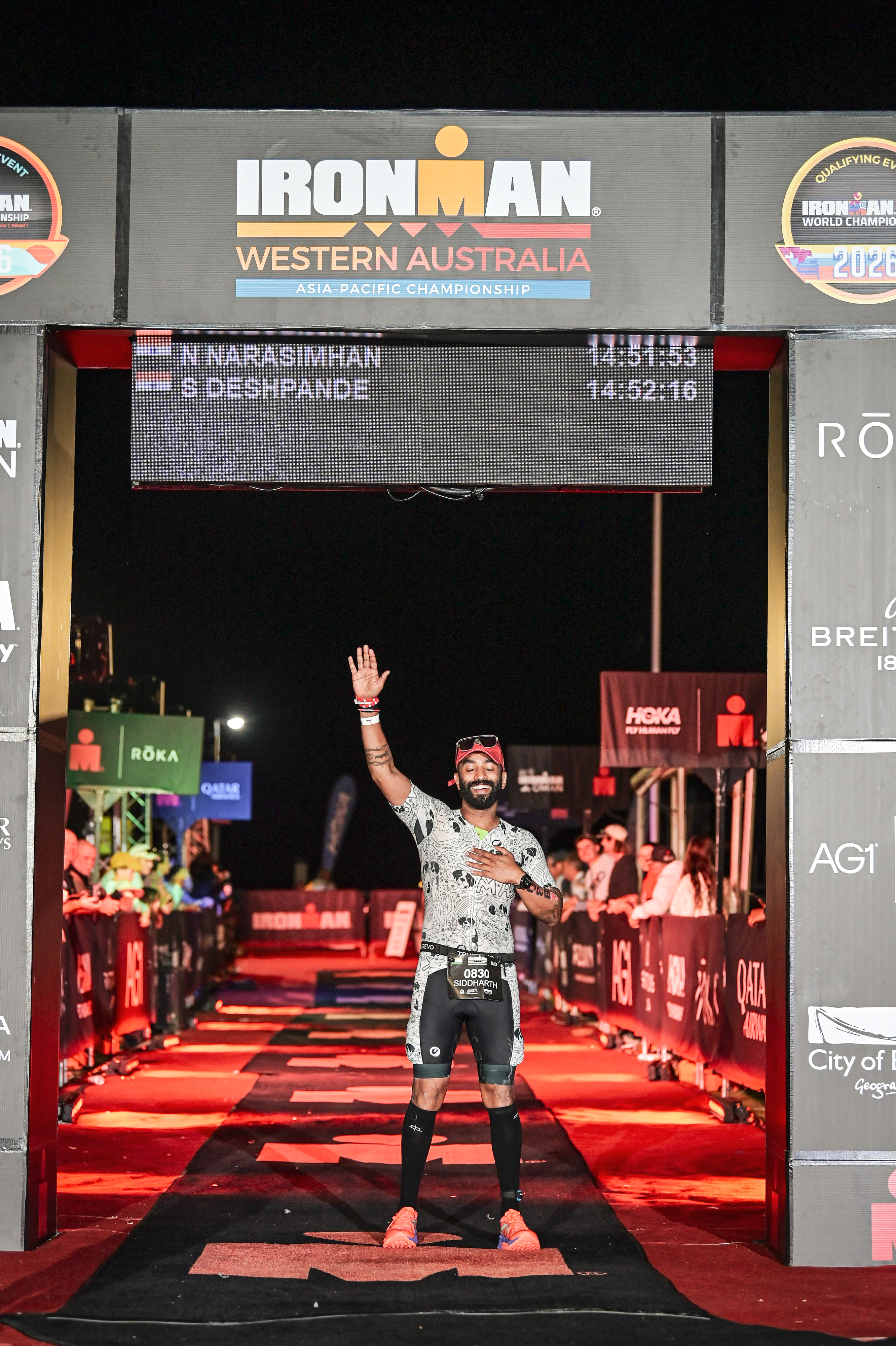 Siddharth Deshpande at the Ironman finish line
