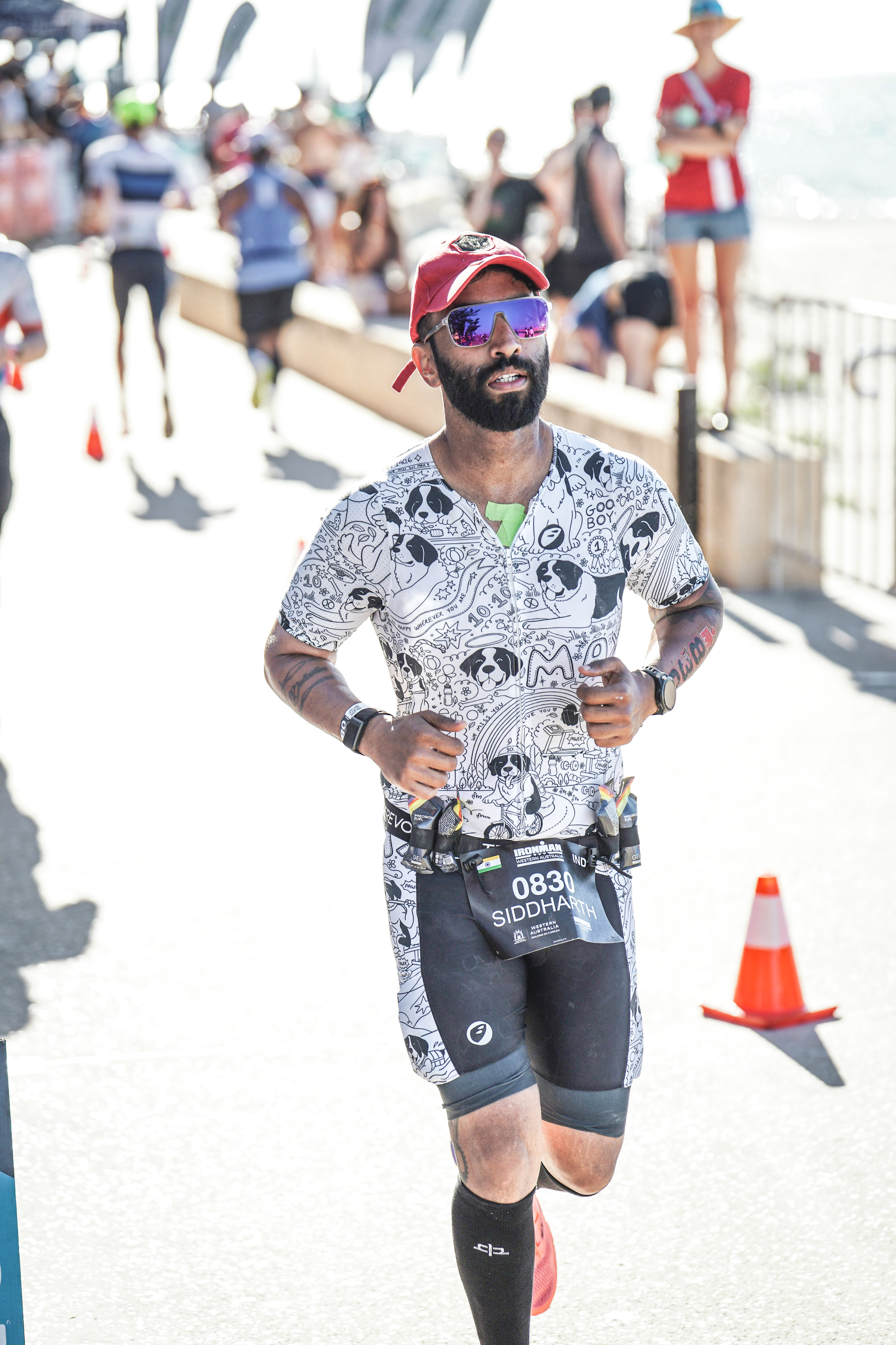 Siddharth Deshpande running during an Ironman race